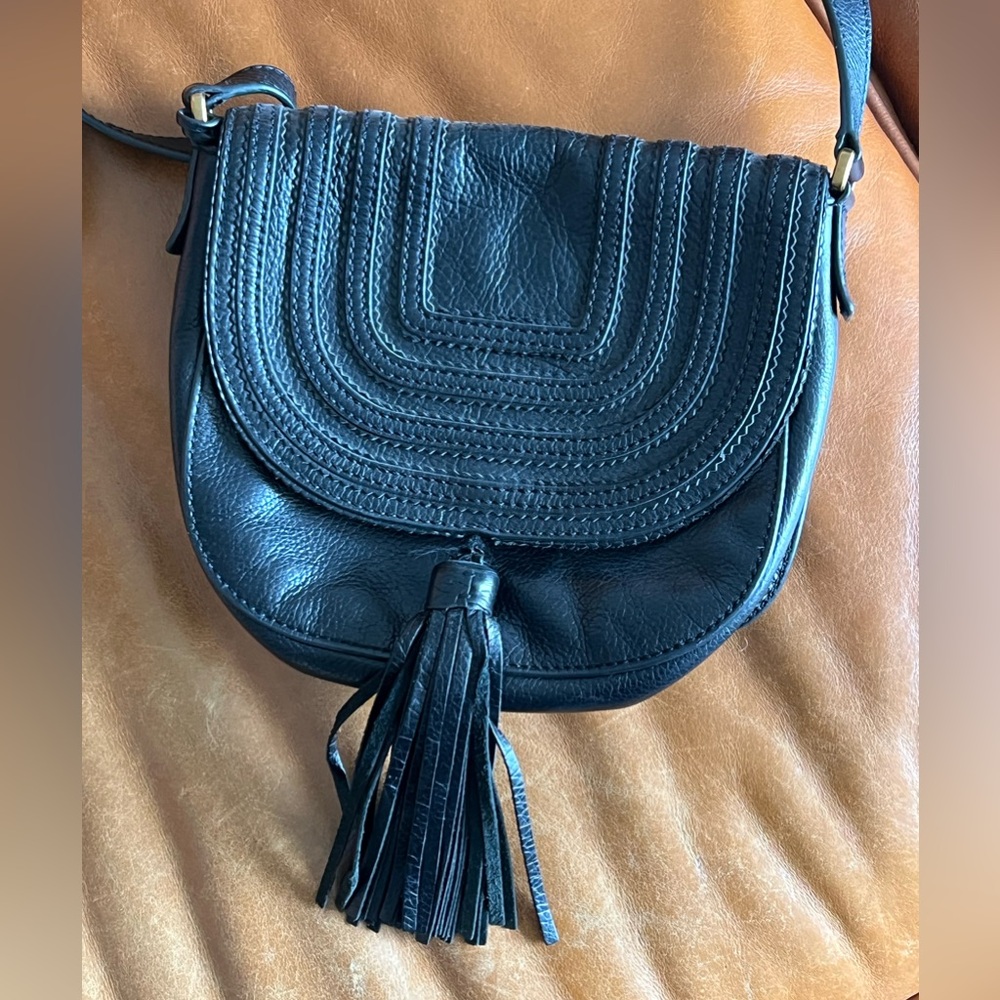 FOSSIL black leather crossbody bag